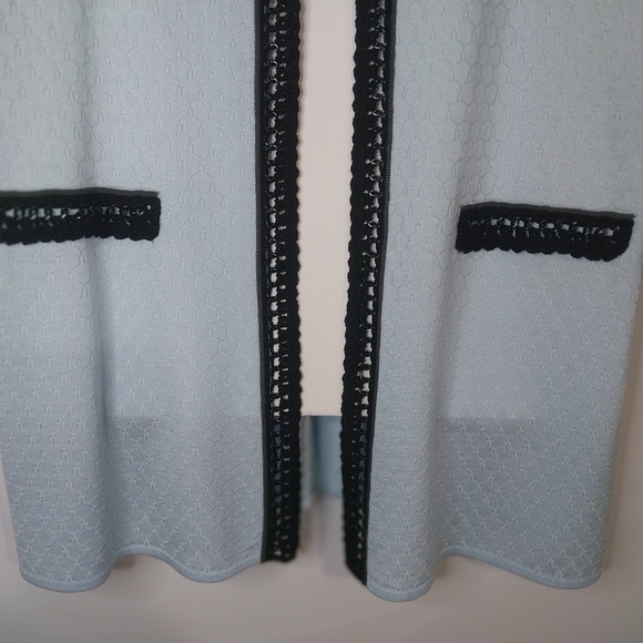 MING WANG Women's Blazer Suit Size XL Elegant with Blue Pattern Black Trim - Picture 4 of 12